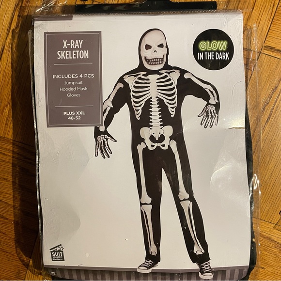 Glow in the Dark X-Ray Skeleton Costume, Men’s XXL 48-52, NWT. - Picture 3 of 12